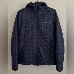Patagonia Women’s Nano Puff Hooded Full Zip Jacket Navy Blue